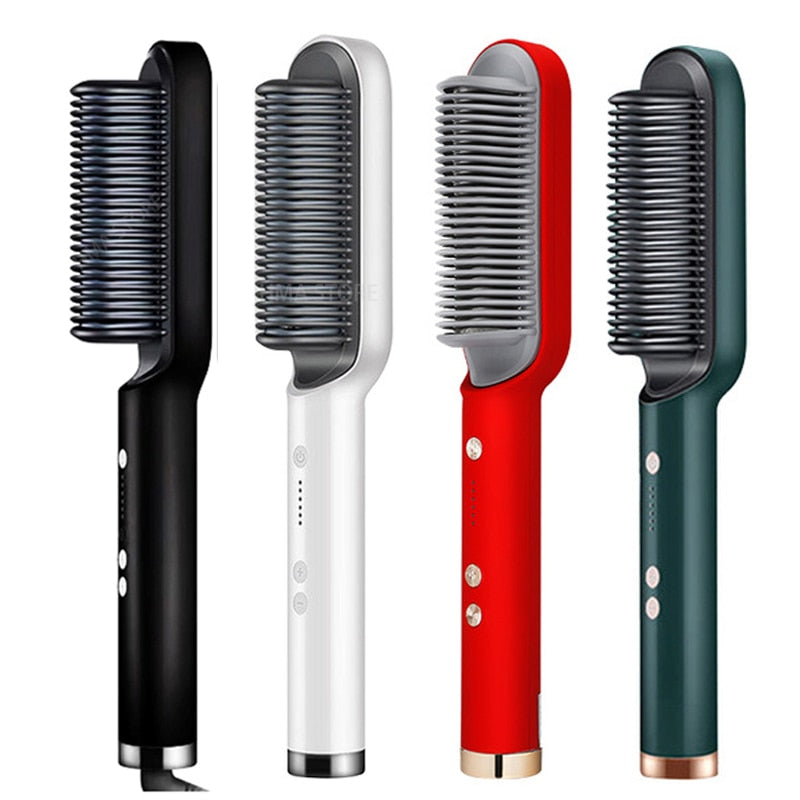 NEW Hair Straightener Men Beard Comb Tourmaline Ceramic Hair Curler Brush Hair Comb Straighteners Curling Hair Iron Hair Brush