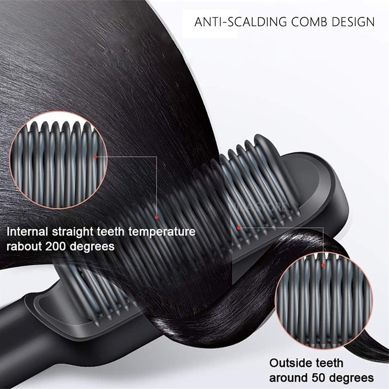 NEW Hair Straightener Men Beard Comb Tourmaline Ceramic Hair Curler Brush Hair Comb Straighteners Curling Hair Iron Hair Brush